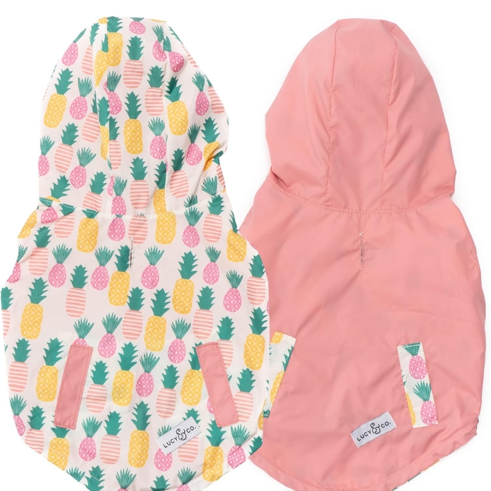 NWT Dog Lucy & Co Reversible Pineapple  Rain Coat